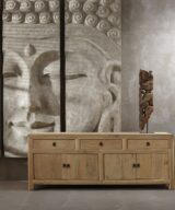 Mueble tv 4 puertas y 3 cajones natural 160 x 40 x 60 cm