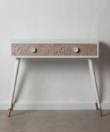 Consola blanco-natural madera de pino 90 x 28 x 77 cm