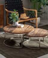 S/2 mesa centro marrón-plata 70 x 70 x 33 cm