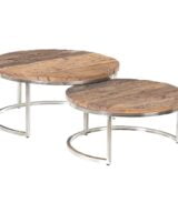 S/2 mesa centro marrón-plata 70 x 70 x 33 cm