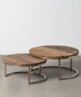 S/2 mesa centro marrón-plata 70 x 70 x 33 cm