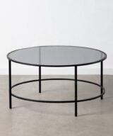 Mesa centro negro metal / cristal salón 90 x 90 x 45,50 cm