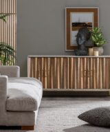 Aparador natural-crema madera / metal 152 x 40,50 x 77 cm
