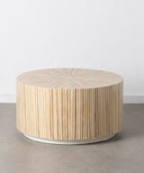 Mesa centro beige bambú / "mdf" 80 x 80 x 43 cm