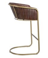 Taburete marrón metal / piel salón 56 x 54 x 98 cm