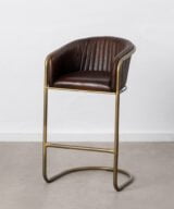 Taburete marrón metal / piel salón 56 x 54 x 98 cm