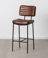 Taburete marrón metal / piel salón 43 x 38 x 109 cm