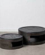 S/2 mesa centro negro madera-hierro 75 x 75 x 34 cm