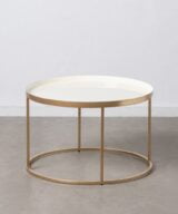 Mesa centro crema-oro hierro salón 75 x 75 x 47 cm