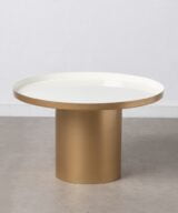 Mesa centro crema-oro hierro salón 75 x 75 x 45 cm