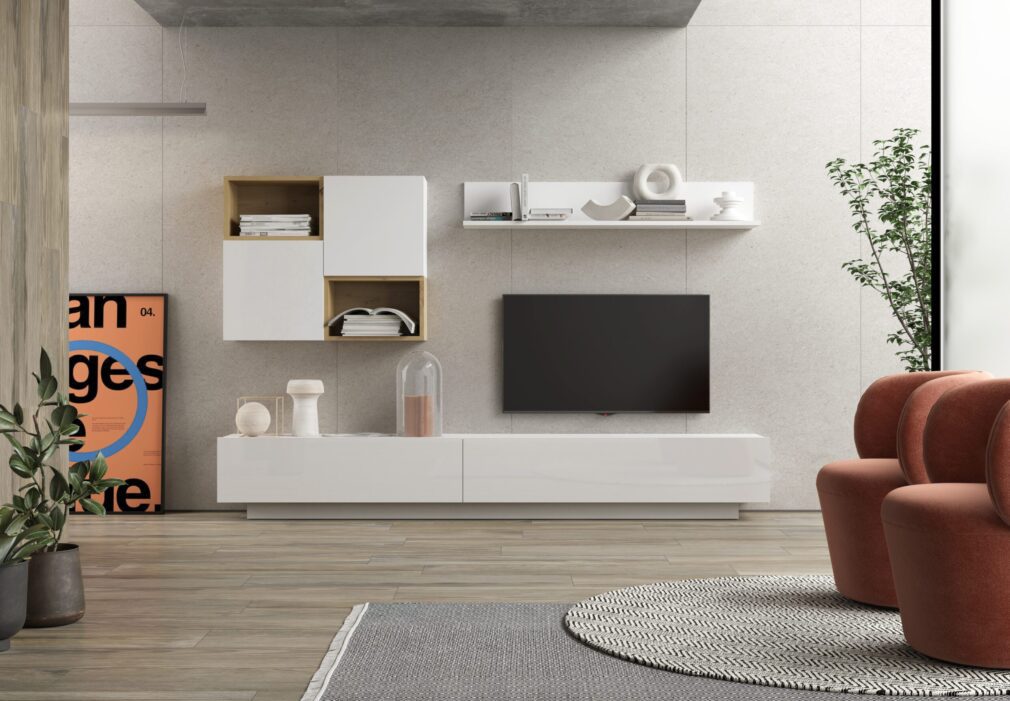Composición modular tv BLOCK color BLANCO-ARTISAN
