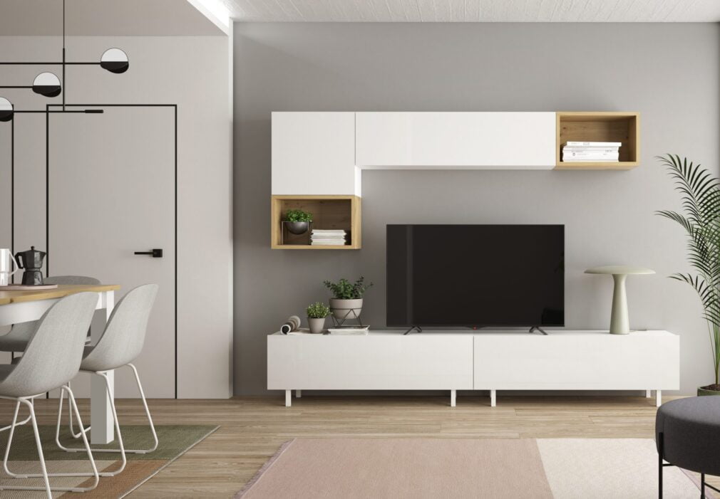 Composición modular tv BLOCK color BLANCO-ARTISAN