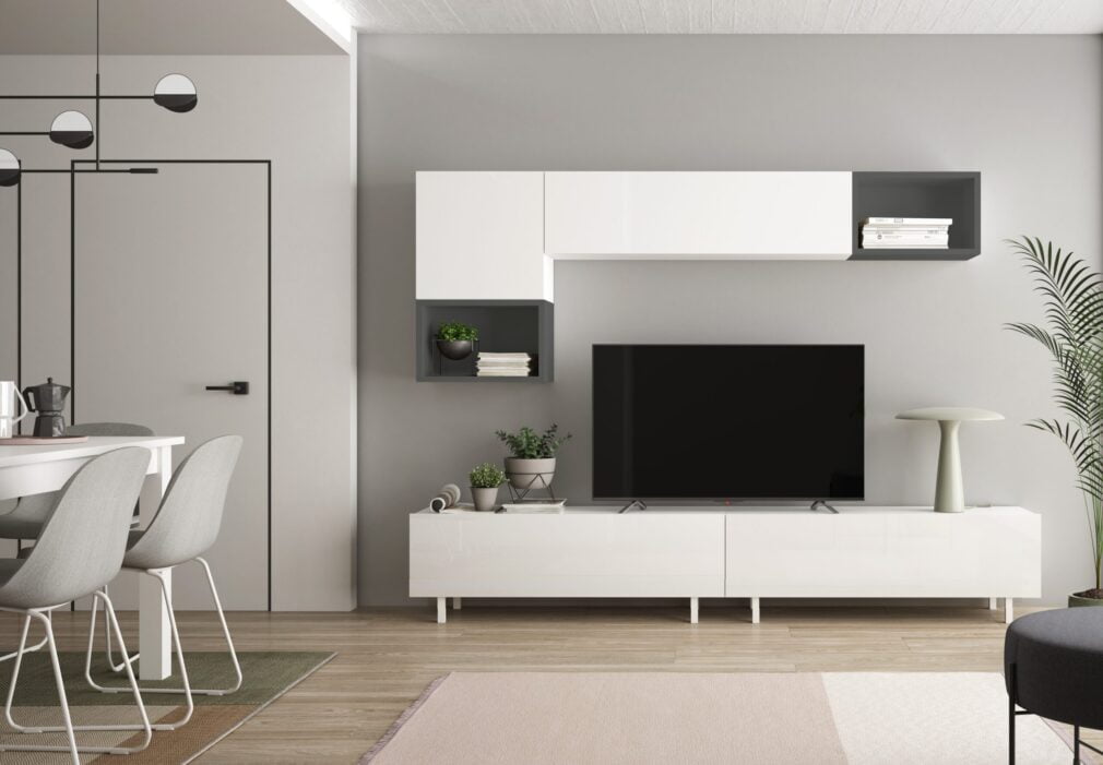 Composición modular tv BLOCK color BLANCO-GRAFITO