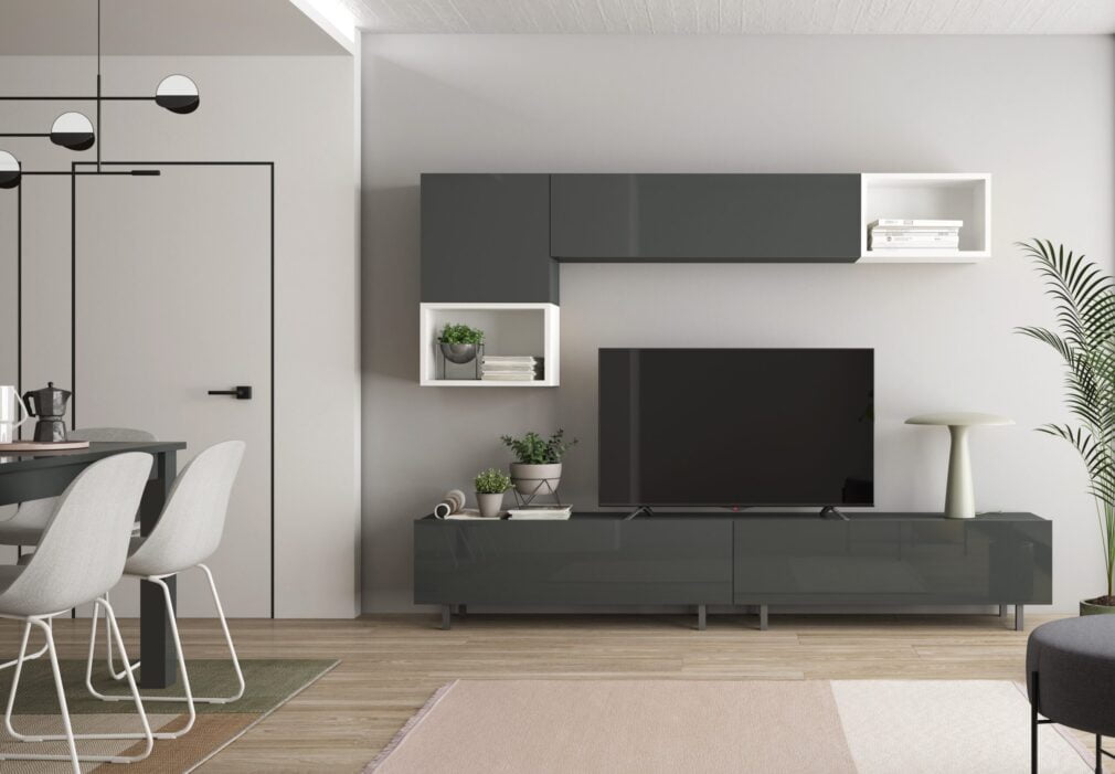 Composición modular tv BLOCK color GRAFITO-BLANCO