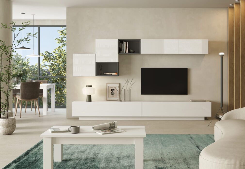 Composición modular tv BLOCK color BLANCO-GRAFITO
