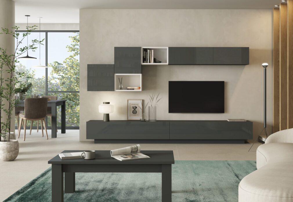 Composición modular tv BLOCK color GRAFITO-BLANCO