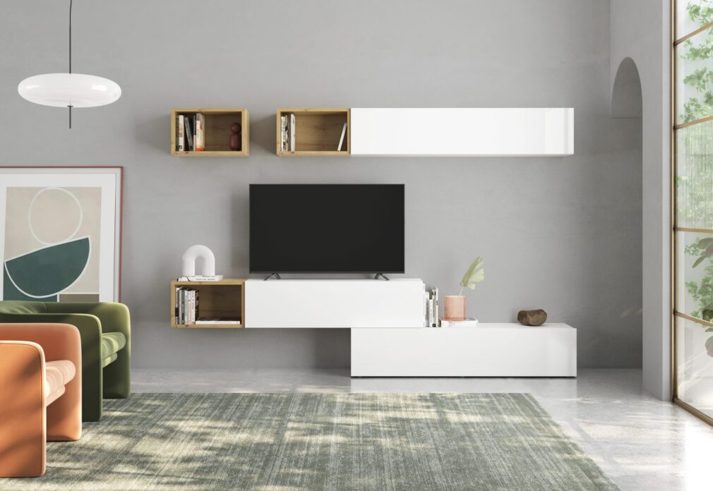 Composición modular tv BLOCK color BLANCO-ARTISAN