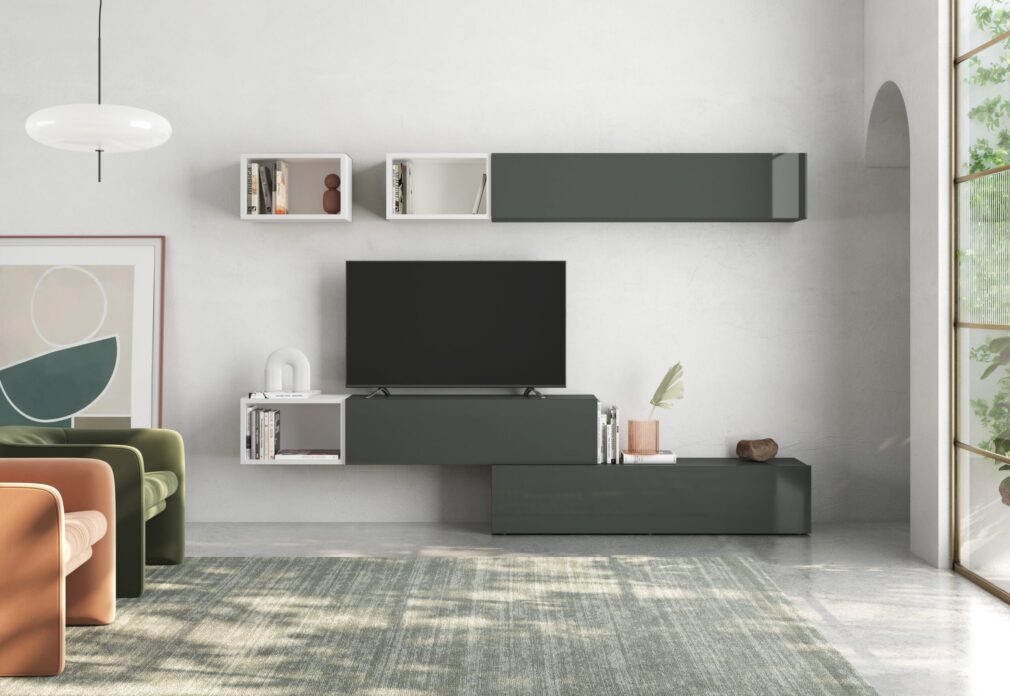 Composición modular tv BLOCK color GRAFITO-BLANCO