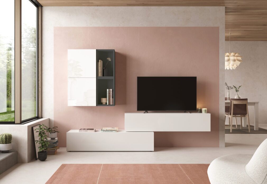 Composición modular tv BLOCK color BLANCO-GRAFITO