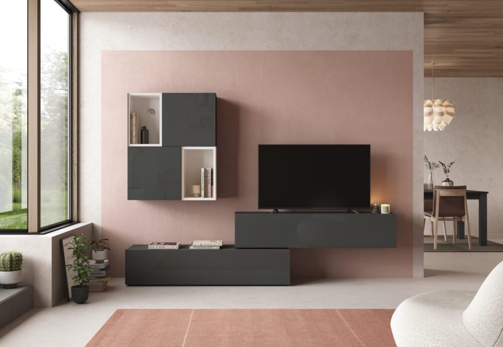 Composición modular tv BLOCK color GRAFITO-BLANCO