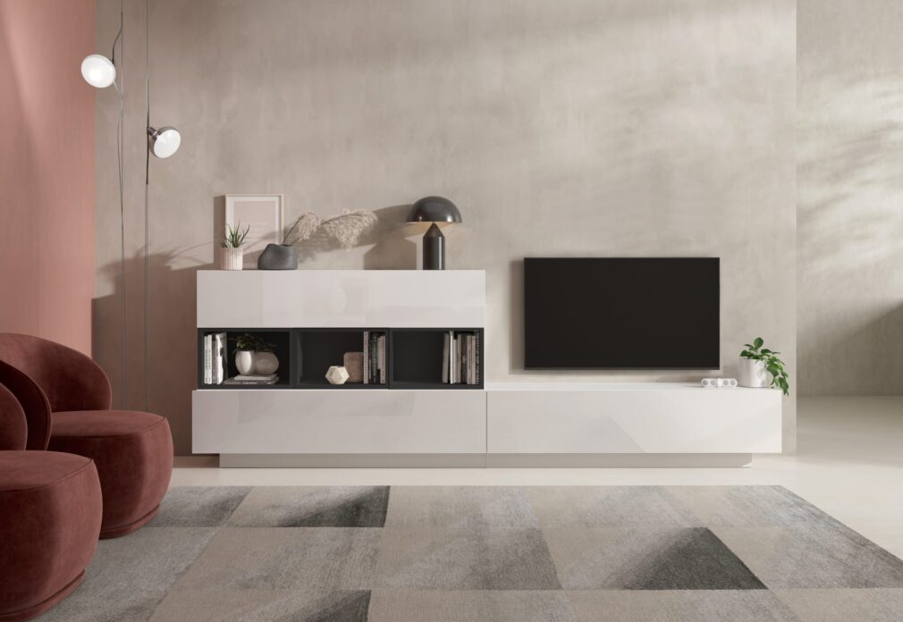 Composición modular tv BLOCK color BLANCO-GRAFITO