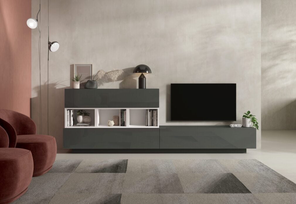 Composición modular tv BLOCK color GRAFITO-BLANCO