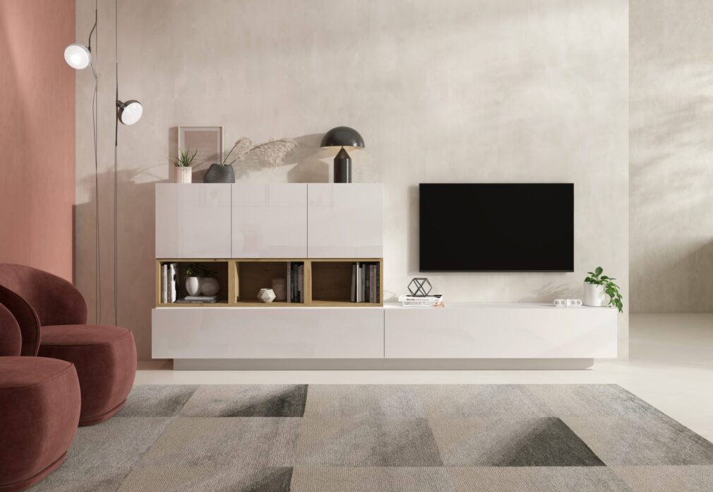 Composición modular tv BLOCK color BLANCO-ARTISAN