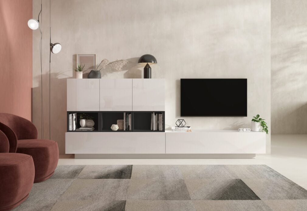 Composición modular tv BLOCK color BLANCO-GRAFITO