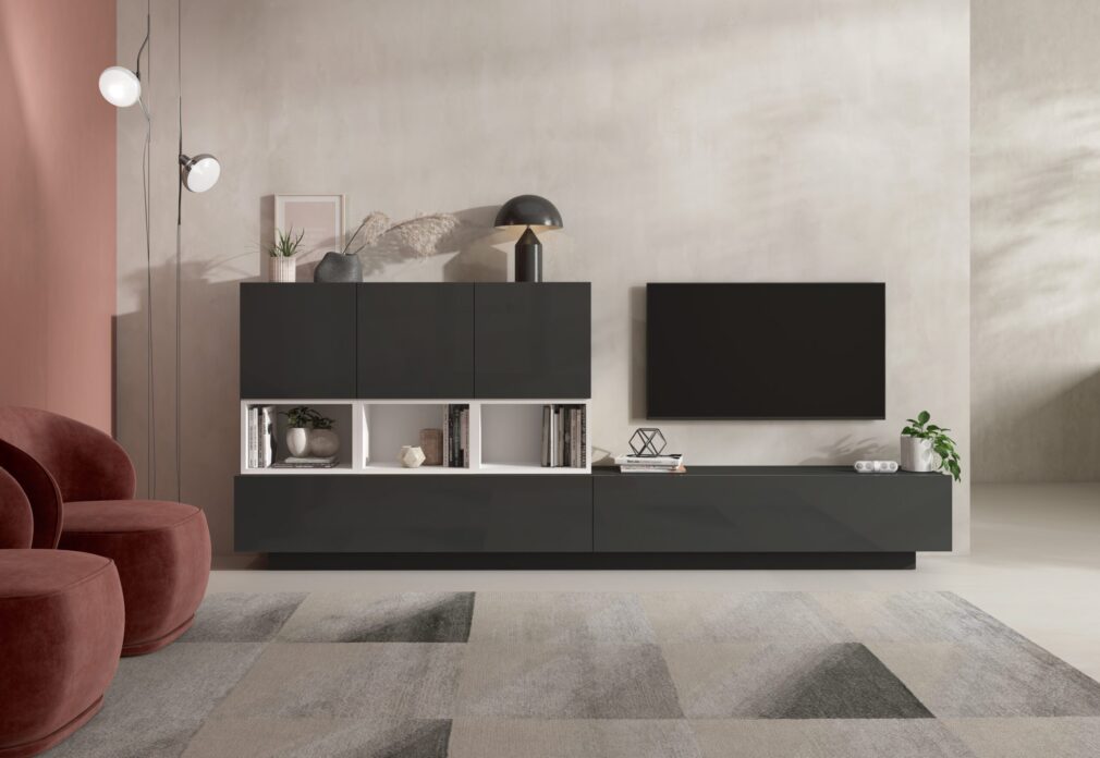 Composición modular tv BLOCK color GRAFITO-BLANCO