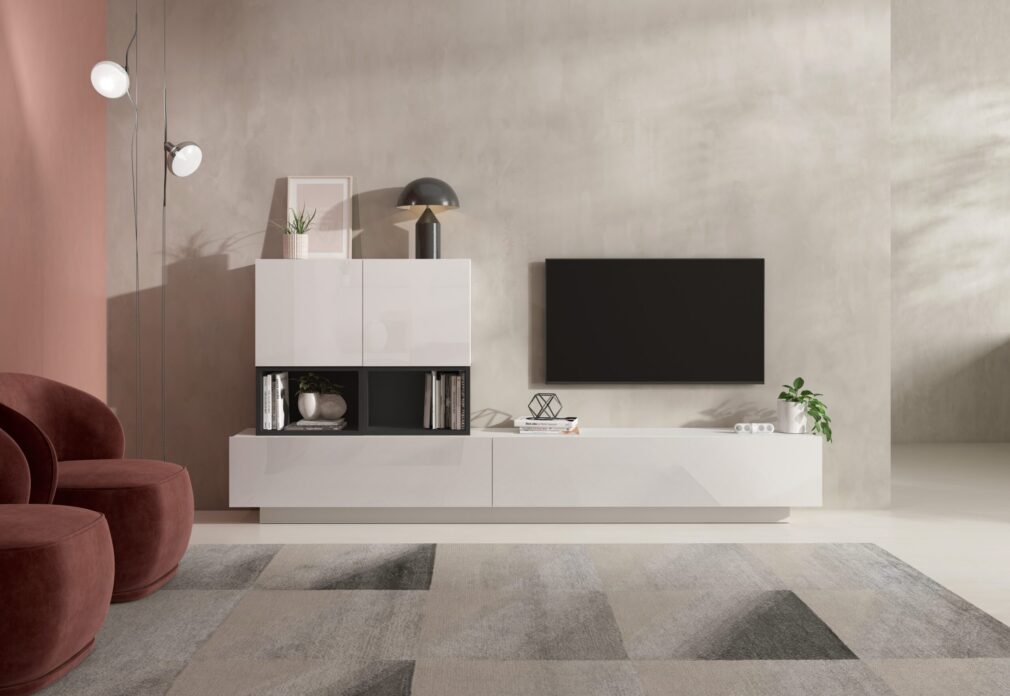 Composición modular tv BLOCK color BLANCO-GRAFITO