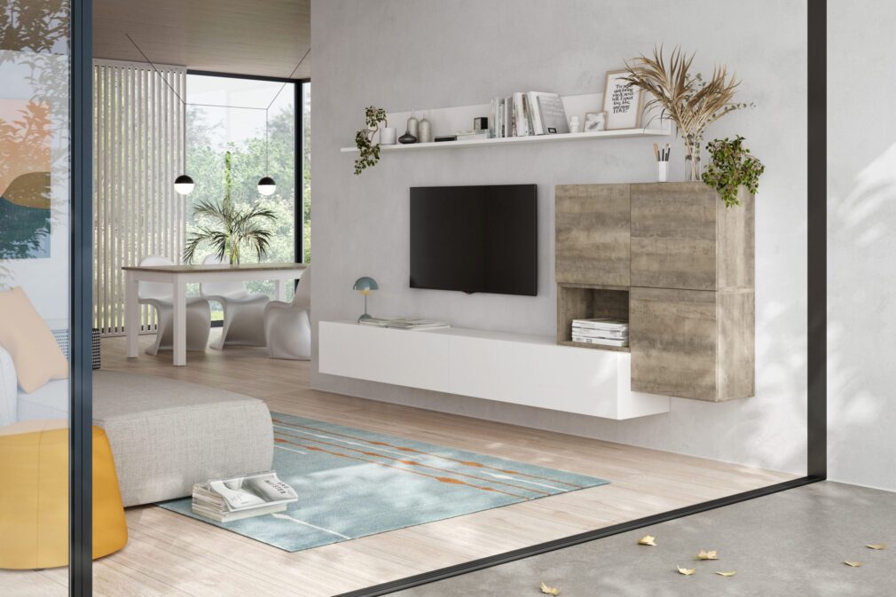Composición modular tv BLOCK color BLANCO-ORGANIC