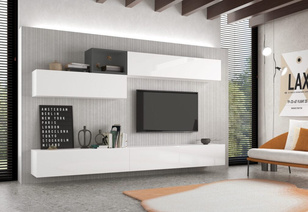 Composición modular tv BLOCK color BLANCO-GRAFITO