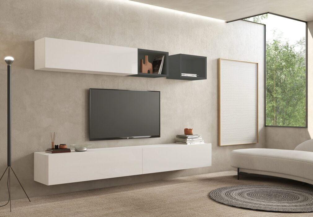 Composición modular tv BLOCK color BLANCO-GRAFITO