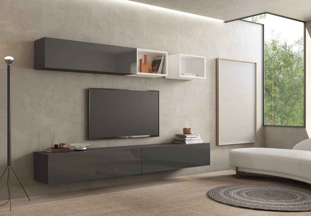 Composición modular tv BLOCK color GRAFITO-BLANCO