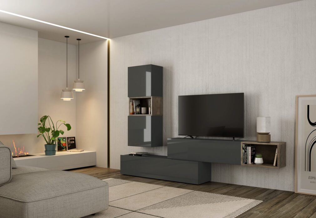 Composición modular tv BLOCK color GRAFITO-ORGANIC