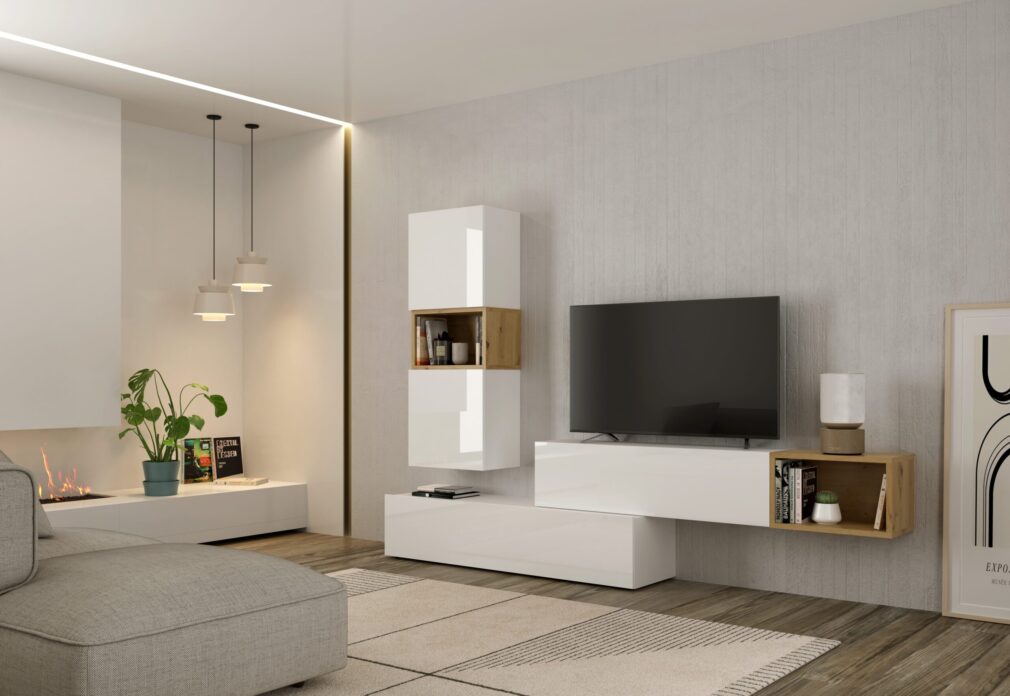 Composición modular tv BLOCK color BLANCO-ARTISAN