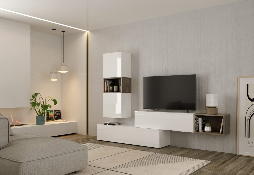 Composición modular tv BLOCK color BLANCO-ORGANIC