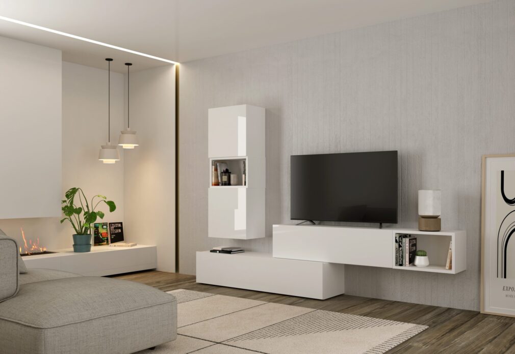 Composición modular tv BLOCK color BLANCO
