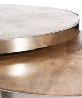 S/2 mesa centro natural madera / acero 100 x 100 x 45 cm