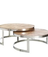 S/2 mesa centro natural madera / acero 100 x 100 x 45 cm